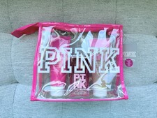 NWT RARE Victoria  s Secret PINK Wild Breezy Body Mist Lotion Wash Scrub Set Bag