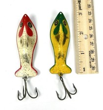 Vintage BUCK'S BAITS BUCK PERRY THE TOPWATER 2 1/2" Surface Spoon Lures Lot Of 2