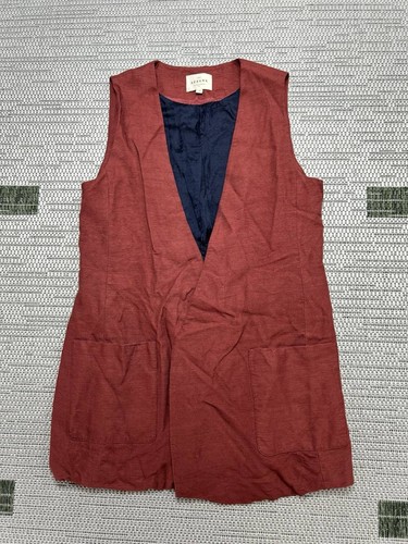 Sezane Vest Womens 34 Us 2 Red Open Front