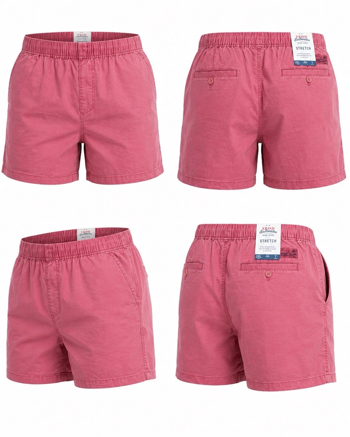 IZOD Saltwater Stretch Flat Front 7" Relaxed Fit Classic Shorts Men's Size XXL