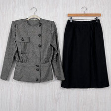 Vintage Valentino Miss V Wool Suit Set Houndstooth Italy 42 GFT Designer Luxe