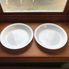 2 Corning Corelle Winter Frost White Flat Rim Pie Plates 10 1/4 Inch..New Cond.