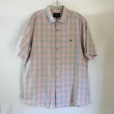 Rodd & Gunn Shirt Mens XL Multicolor Check Short Sleeve Button Up Woven in Italy