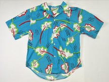 Vintage Catchit Hawian Shirt Floral Made In USA Size Adult Large Single Stitch