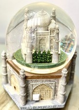 Taj Mahal Snow Globe Battery Powered   Musical Glass Resin, Freestanding
