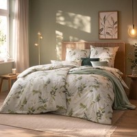 Estella Schweizer Premium Satin BettwäSche 155X220 Nadea GrüN Beige Wiesenblumen