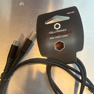 CellTronix Titanium Xtra Long Cable USB Type C 8 Feet -BLACK