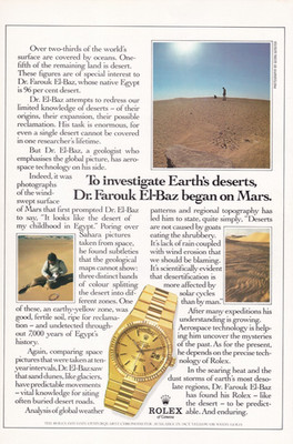 Rolex Day-Date Dr. Farouk El-Baz Original 1991 Vintage Print Ad!