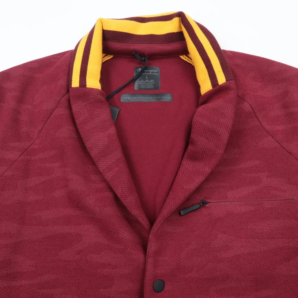 Blazer deportivo Champion para hombre grande a presión bolsillos delanteros con cremallera rojo amarillo preppy nuevo con etiquetas Foto 3 de 4
