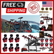 Red Rubber Bike Rack Cradles & Straps Set for Up to 3 Bikes - Easy Install