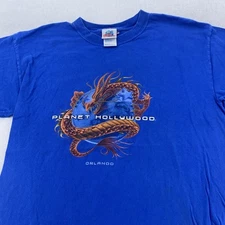 Vintage Planet Hollywood Shirt Mens M/L Dragon Graphic Orlando Florida Tee