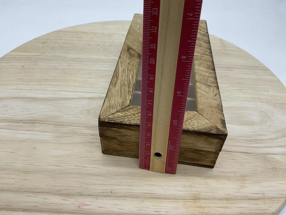 Wooden Tea Bag Organizer Box with Glass Lid Rustic Multi-Compartment Storage - Image 4 of 4