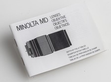 User Manual Minolta MD M D Lenses