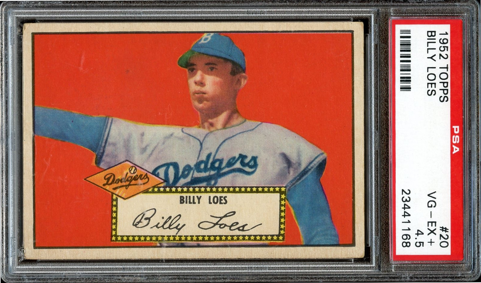 1952 Topps #20 BILLY LOES Red Back PSA 4.5 view 1
