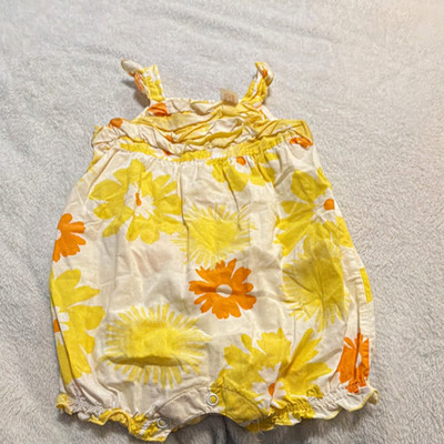 Carter's Girls Floral Sleeveless Cotton Romper 18-24M Button Straps