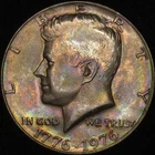 1976 Bicentennial Kennedy Half Dollar - Rainbow Toned - High Grade - Lustrous