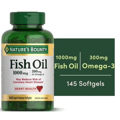 Nature's Bounty Fish Oil With Omega 3 Softgels, 1000 Mg, 145 Ct.