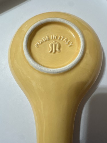 Made In Italy Mustard Yellow Floral Stoneware Stovetop Spoon Rest. New No Box - Picture 2 of 6