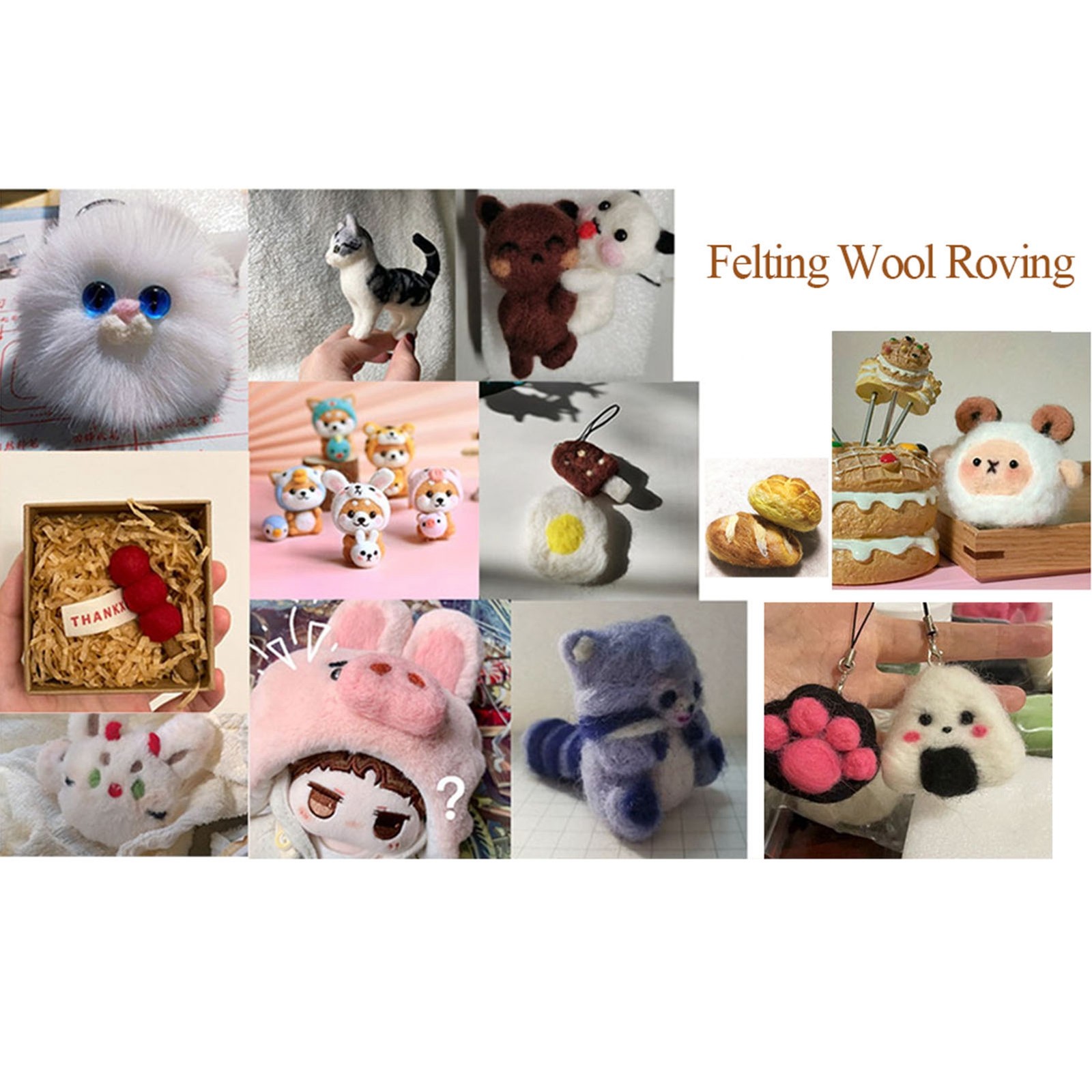 For 55g Colored Needle Felting Wool Roving Spinning Sewing Handiwork