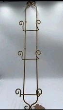 Vintage Regency Plate Picture Hanger Wall Display Gold Scroll  3 Tier 35 1/2” T