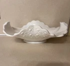 Milk Glass Pedestal Dish Ruffled Rim Starburst Pattern Westmoreland Style 12”