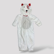 Target Bullseye Dog Mascot Costume Toddler 2T 3T White Faux Fur Hooded
