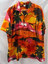 Men's Tropical Hawaiian Palm Tree Short Sleeve front Pocket Button Up Shirt