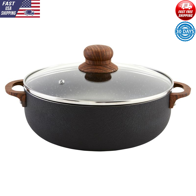 Aluminum Nonstick Caldero 13.5 Quart Cooking Pot with Glass Lid & Handles Home