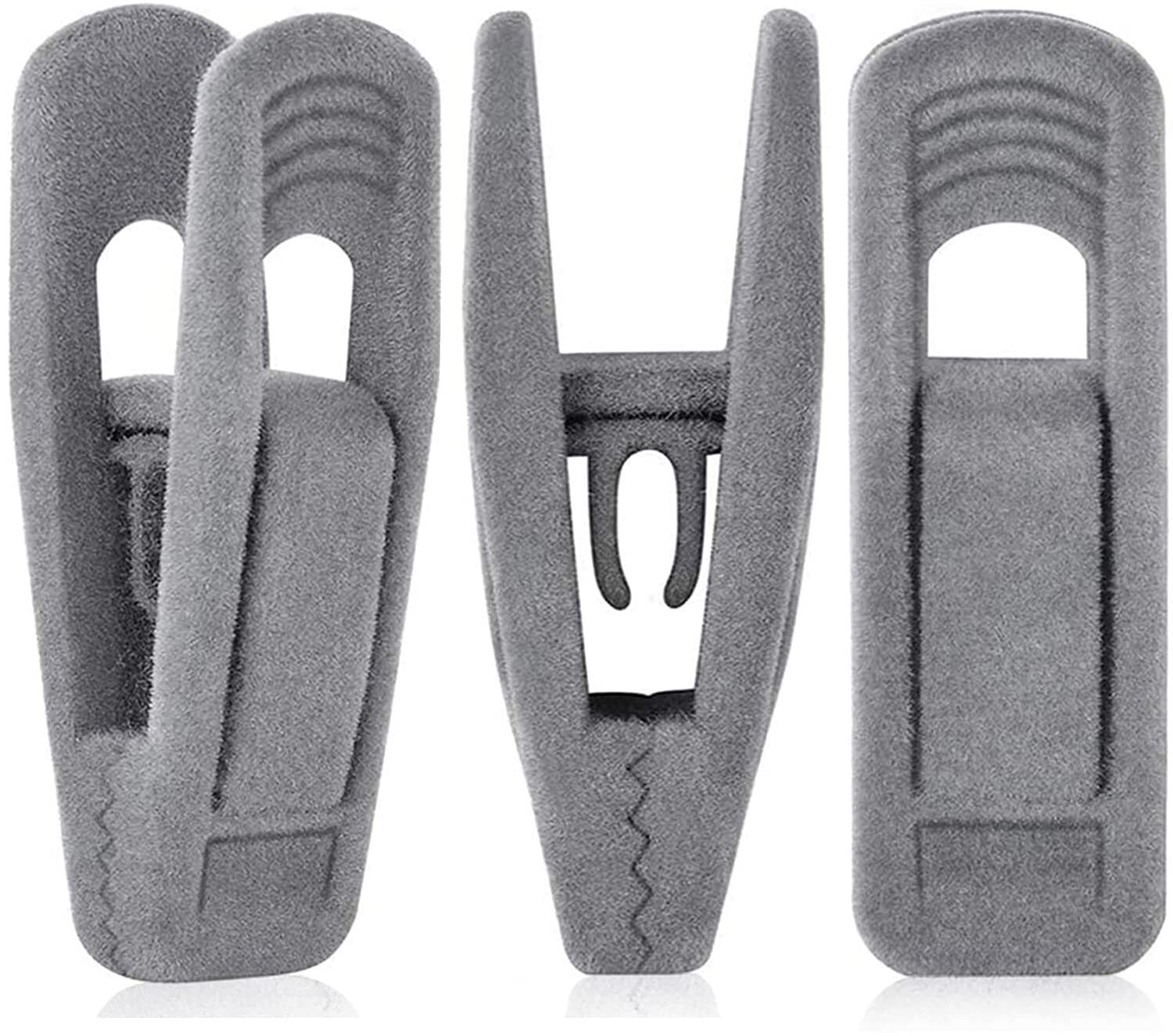 20-Pack Gray Velvet Hanger Clips – Non-Slip Velvet Grip Clips-image