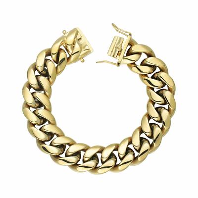 18mm 14k Gold Plated Miami Cuban Link Bracelet Heavy Stainless