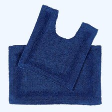 100% Cotton Luxury Reversible 2-Pc Bath & Pedestal Mat Set Thick, Soft, Non-Slip