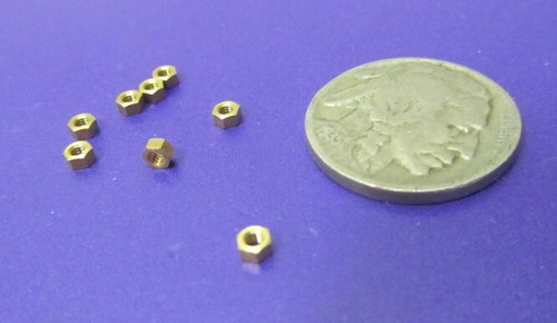 Brass Machine Screw Hex Nut, RH, 1-72 x .067" Height. -20 Pcs - Picture 11 of 11