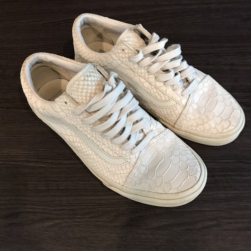 white snakeskin vans