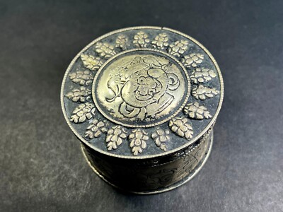 B62 Handmade Lotus Buddha Trinket Ashtamangala lucky sign Jewelry gift box Nepal
