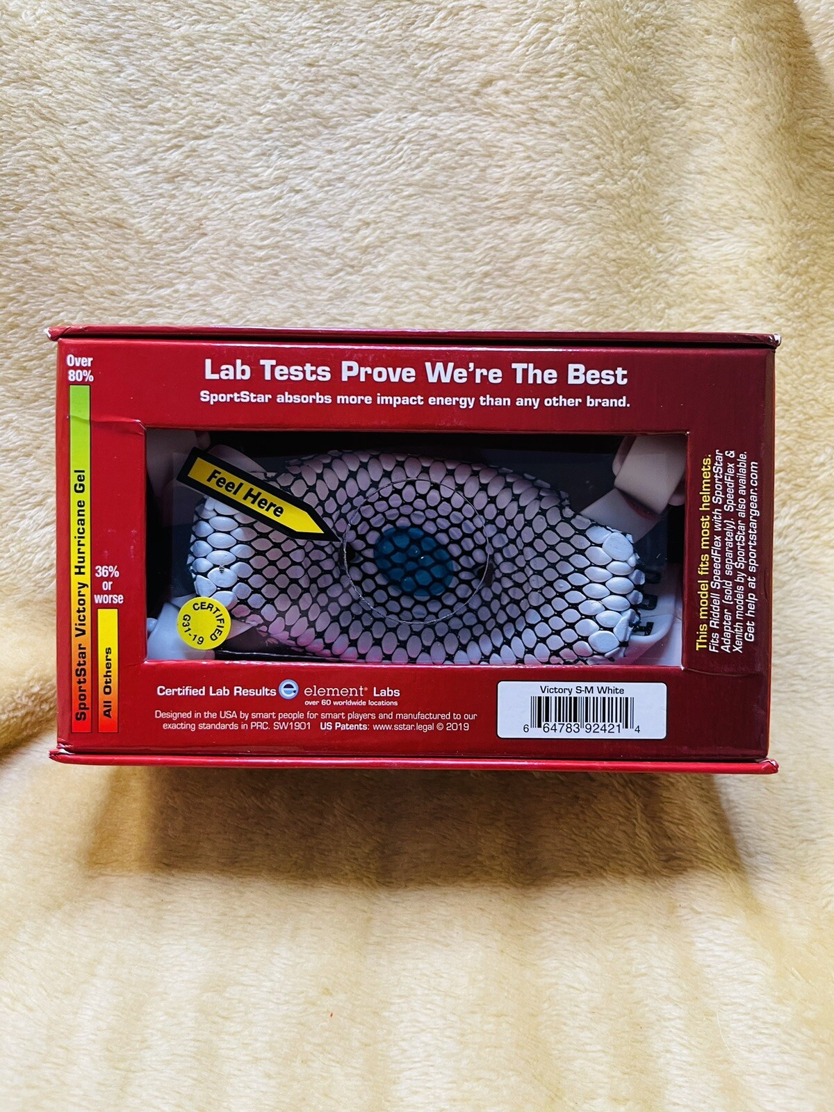 Sportstar Victory TRex Hurricane Gel Football Chin Strap White SM