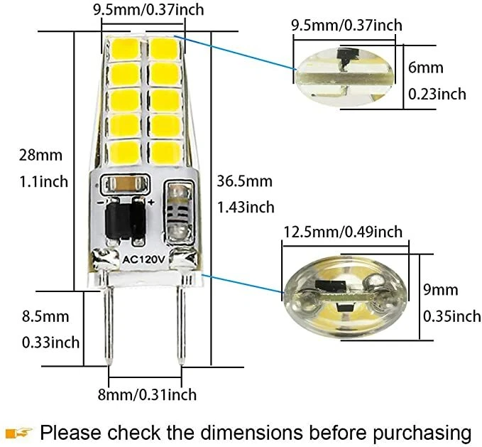 6 Pack G8 Led Bulb Dimmable 3W Equivalent To G8 Halogen Bulb 35w T4 Bi-Pin Base - Image 4 of 4