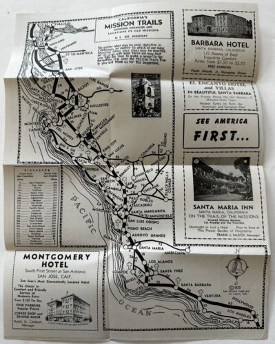 California Mission Trails Auto map 1935 advertising promo map - Picture 2 of 6