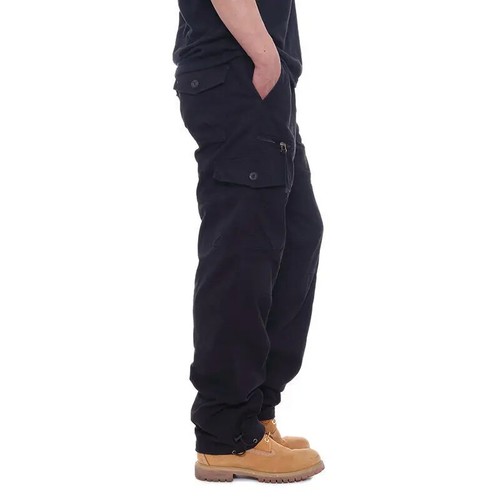 Hombres Pantalones de Carga Informales Cremallera Multi-bolsillo Rectos Pantalones Sueltos Cintura Elástica - Imagen 24 de 28