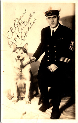 Husky Tom Pratt & Charles Lofgren Byrd Antarctic Expedition 1935 RPPC Postcard