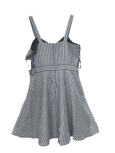 Roz & Ali Dressbarn Womens Seersucker Lined Sundress w Bow, Gray Stripe, Size 10 - Picture 4 of 12