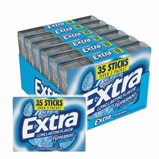 EXTRA Gum Peppermint Sugarfree Chewing Gum Mega Pack, 35 Sticks (Pack of 6)