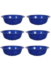 6-Pack Blue Cereal Bowls 6.5" Wide BPA-FREE Plastic 2.5 Cups Soup Salad Bowls