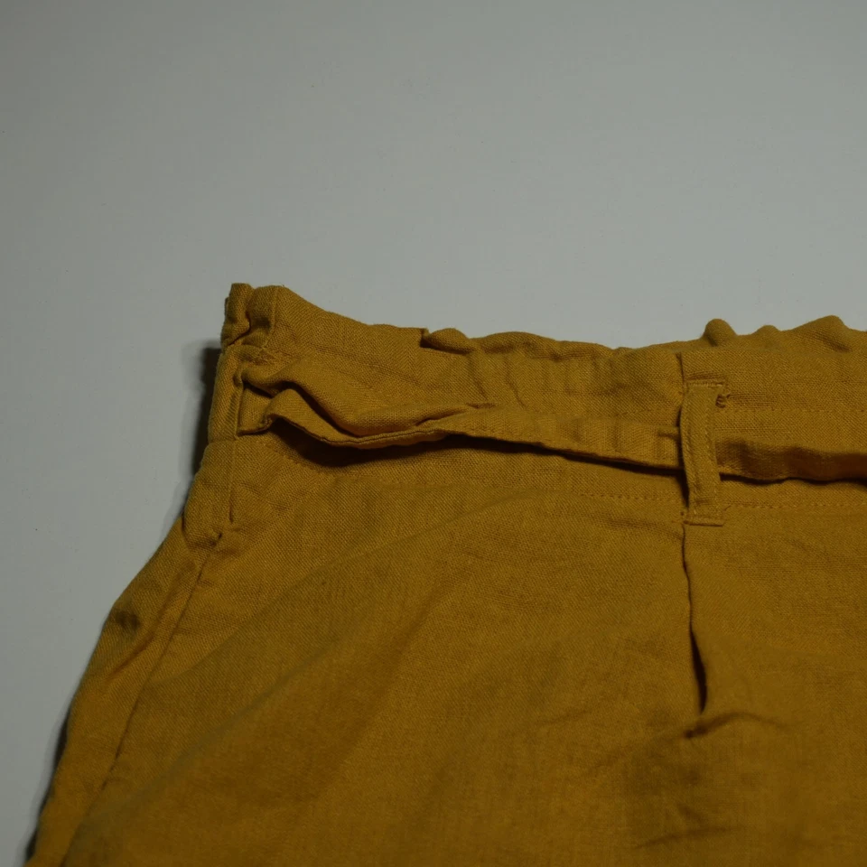 Pantalones Cortos Anne Klein Para Mujer XL Mezcla de Lino Mostaza Cinturón Envolvente Pierna Fluida Informal Foto 2 de 4