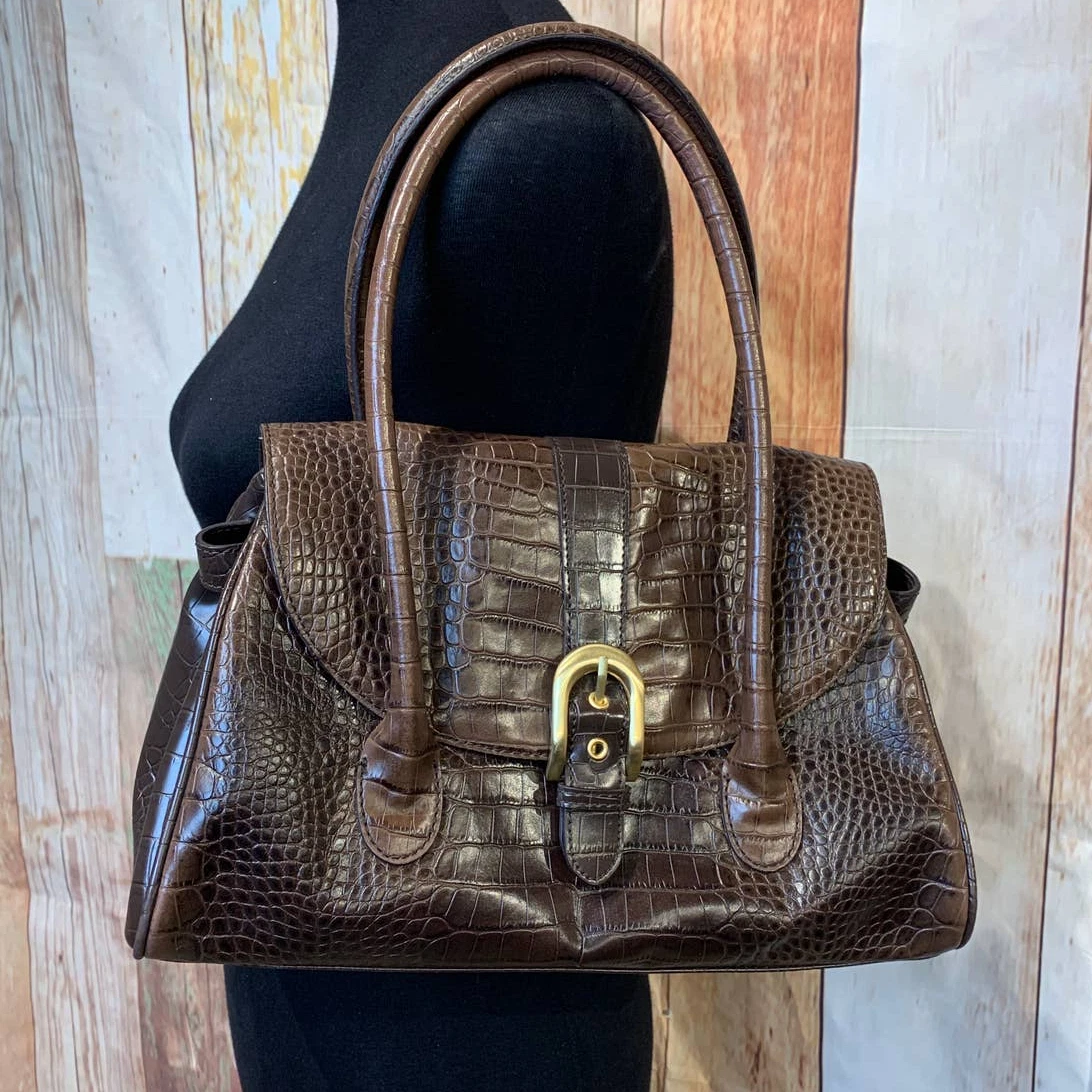 Liz Claiborne Small Purse Faux Crocodile Alligator Copper-Brown Designer  Handbag | eBay