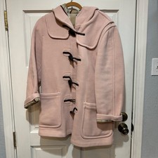 Gloverall Duffle Coat Women M Uk 12 Us 10 Wool Blend Lined Hooded Light Pink