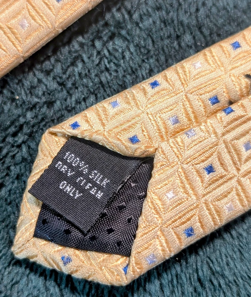 Галстук Pierre Cardin светло-желтый и синий [геометрический узор] - 100% шелк - Изображение 2 из 4