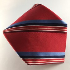 NAUTICA 58L Red & Blue Striped Silk Mens Neck Tie - Made in USA