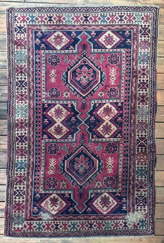 Antiker Orientalischer Kaukasischer Kasak Handgeknüpfter Teppich Vollwolle 6,8" X 4,3" - Bild 24 von 24
