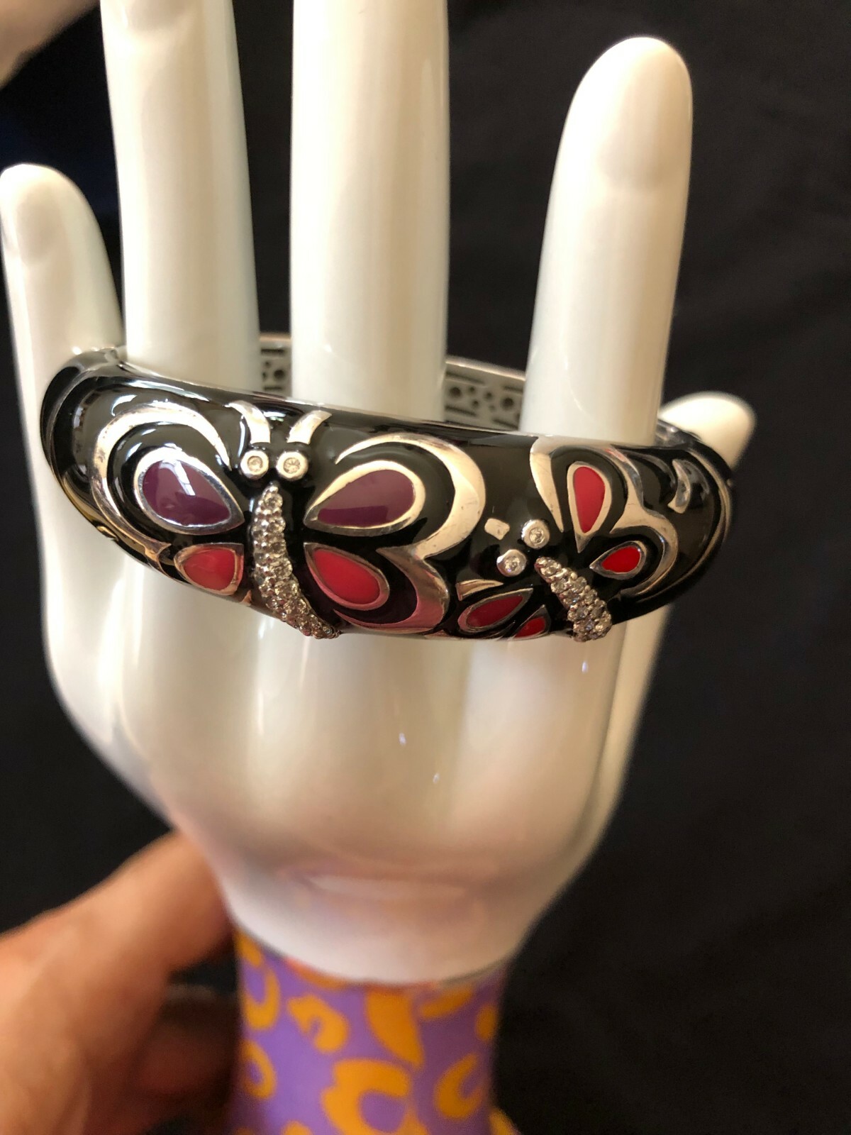 STERLING SILVER ENAMEL BANGLE - image 7