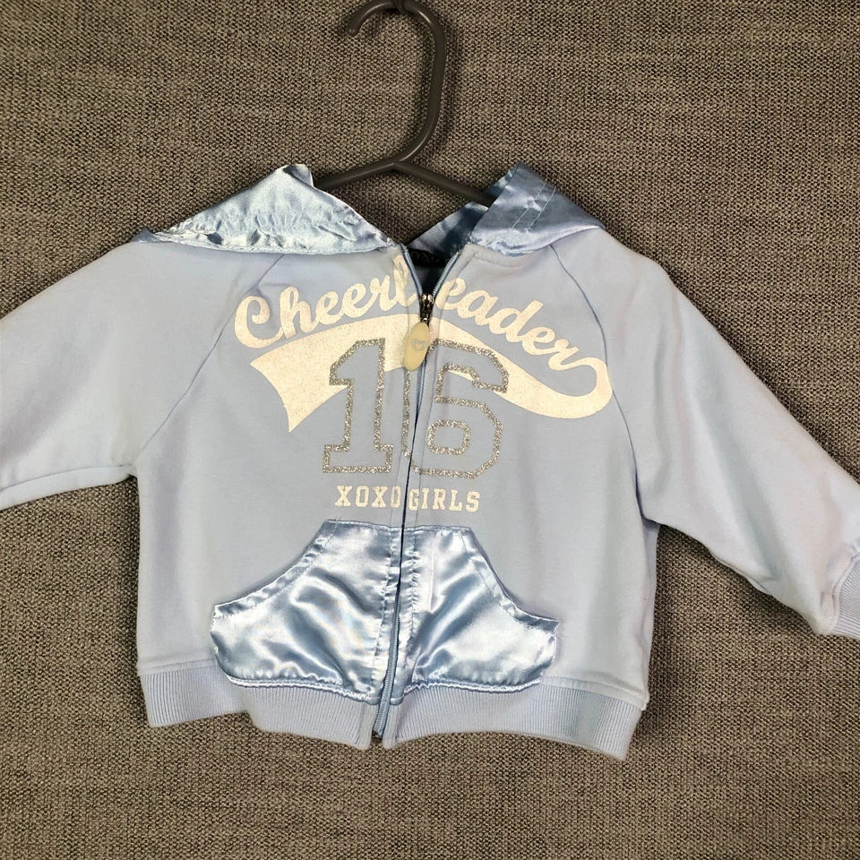 XOXO Chaqueta Bebé Niñas 12M Meses Azul Cremallera Completa Con Capucha Animadoras Informal Foto 3 de 4